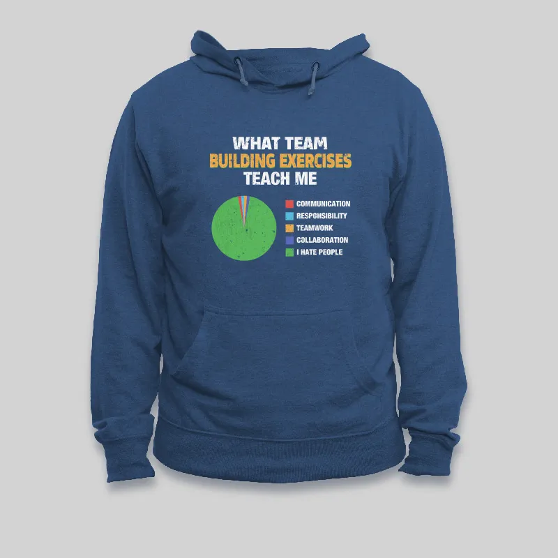 Alternative view of What Team Building Exercises Teach Me Geek Hoodie