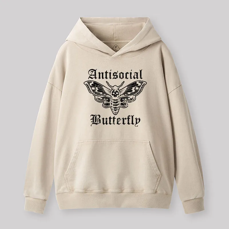 Funny Antisocial Butterfly Washed Hoodie - Image 5