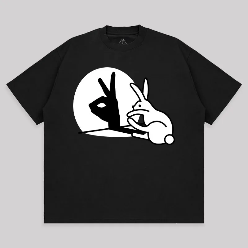 Funny Rabbit Hand Shadow Unisex Oversized T-shirt