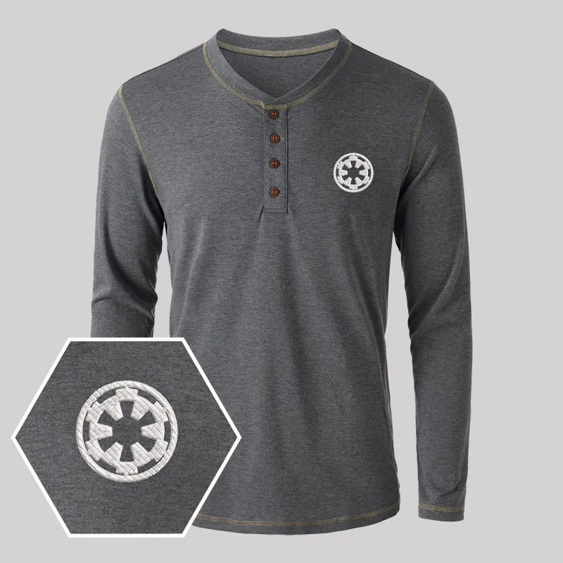 Wheel Smart Controller Embroidered Long Sleeve Henley Shirts - Image 4