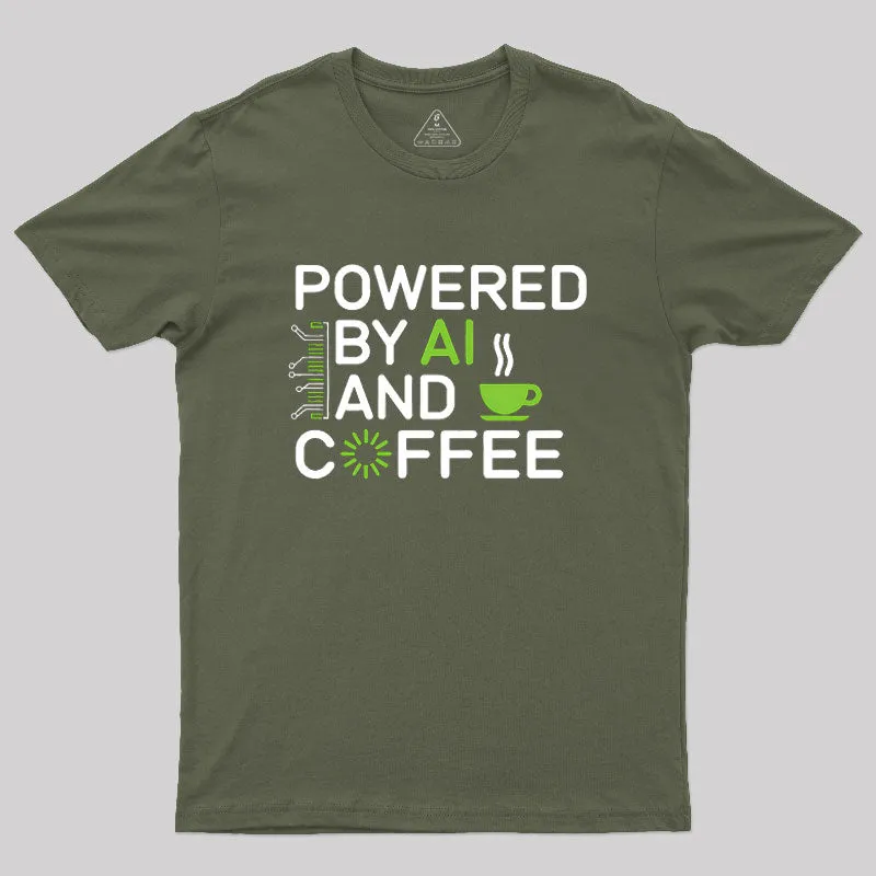 Powered By AI And Coffee Geek T-Shirt - Image 3