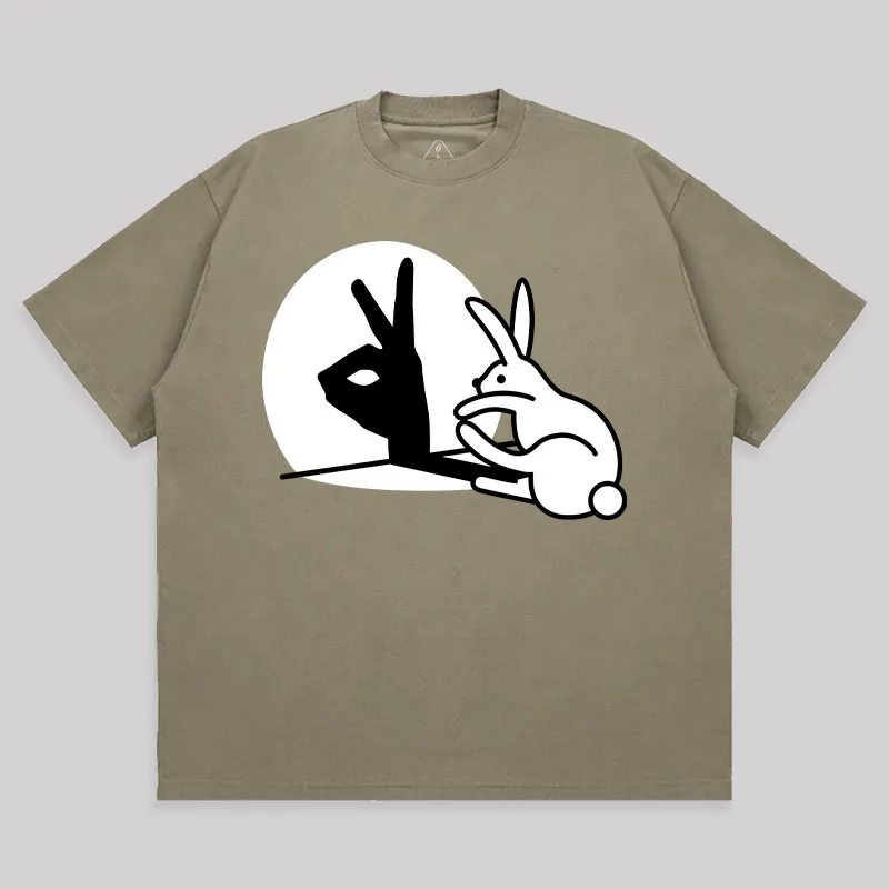 Funny Rabbit Hand Shadow Unisex Oversized T-shirt - Image 4