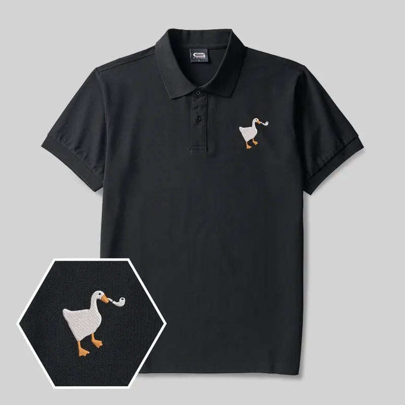 Pipe Goose Geek Embroidered Polo Shirts