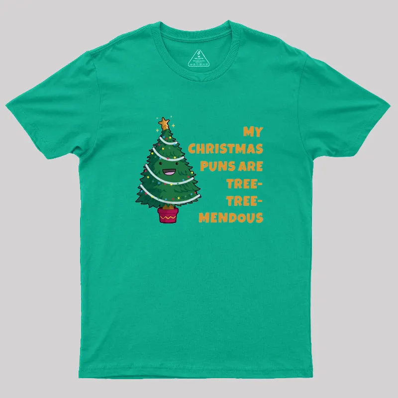 Tree-Mendous Christmas Pun Geek T-Shirt - Image 7