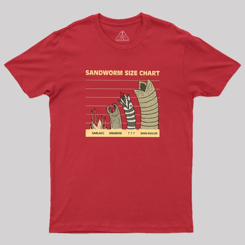 Sandworm Size Chart Geek T-Shirt - Image 5