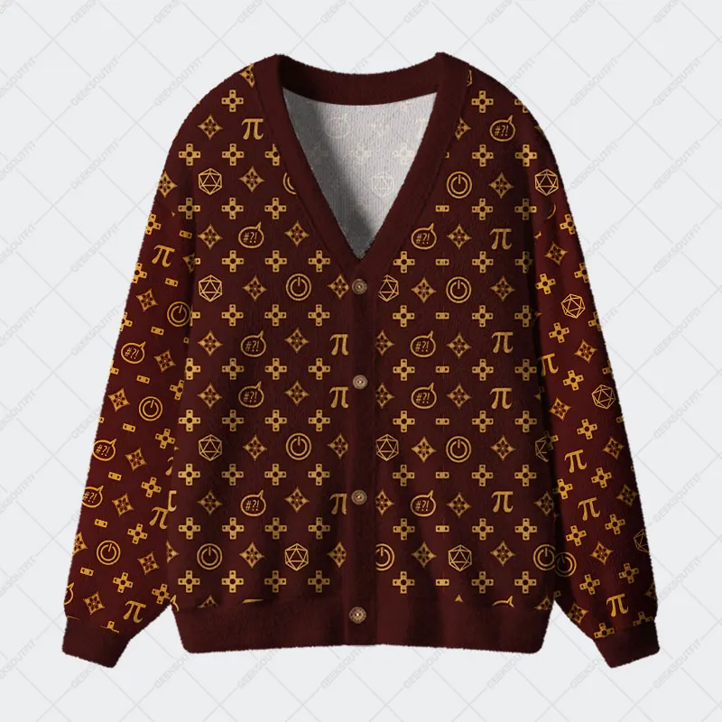 Math PI Dice Brown Geek Ugly Cardigan Sweaters