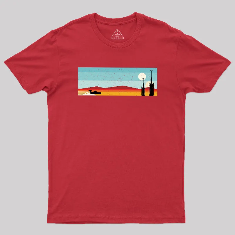 Desert Sunset Rocket Silhouette Geek T-Shirt - Image 5