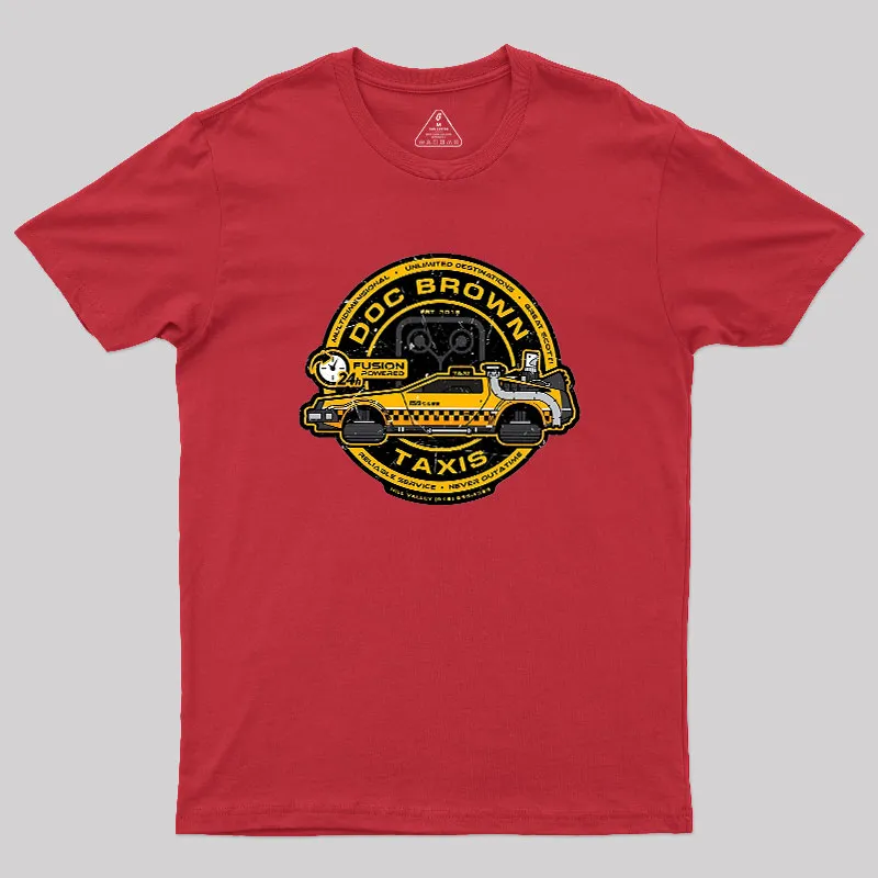 Doc Brown Taxis Geek T-Shirt - Image 5