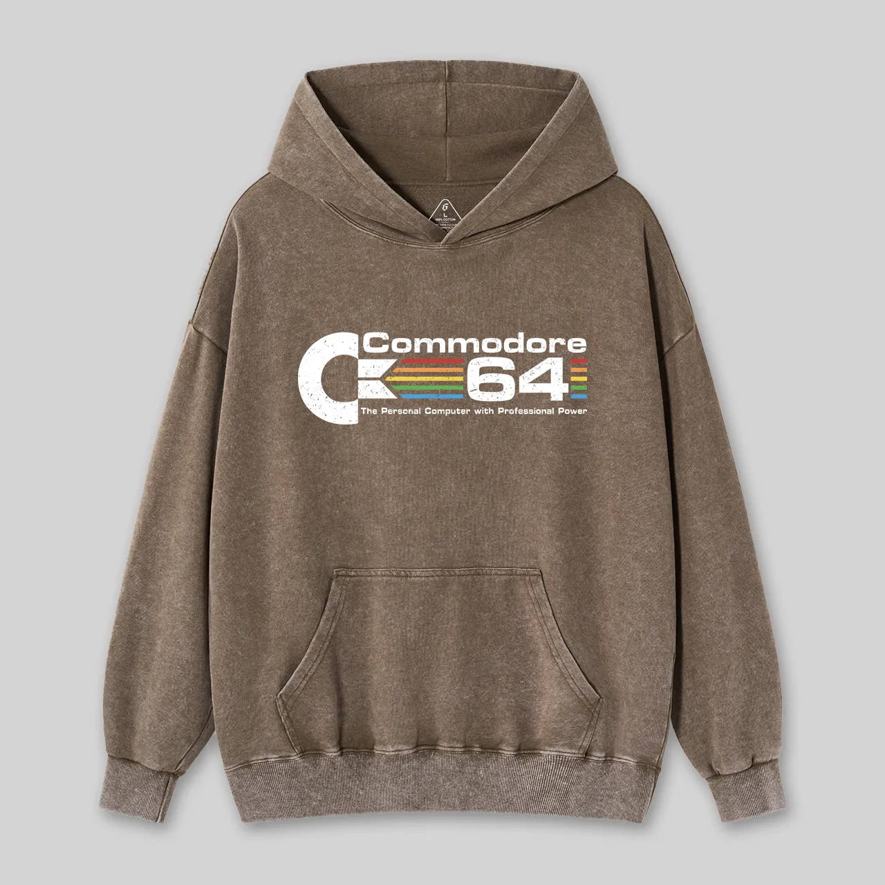Alternative view of Commodore 64 Nerd Washed Hoodie