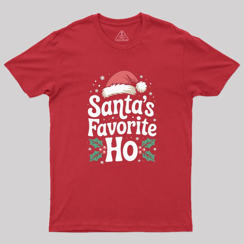 Funny Christmas Santa's Favorite Ho Naughty Geek T-Shirt - Image 4