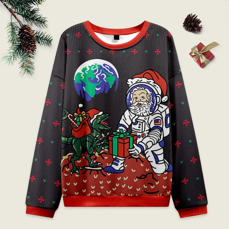 Astronaut Santa Black Ugly Christmas Sweater Sweatshirt