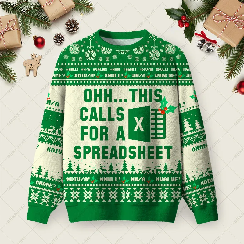 Ohh...This Calls for a Spreadsheet Ugly Christmas Fuzzy Fleece Sweatshirt