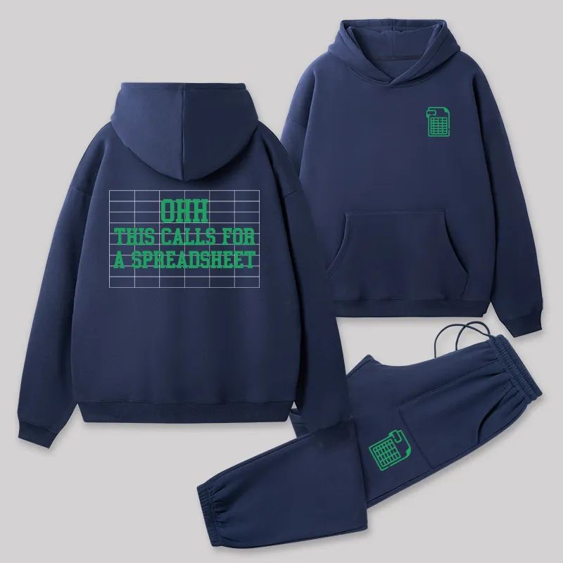 Alternative view of Ohh... This Calls For A Spreadsheet Front and Back Printed Geek Fleece Hoodie Set