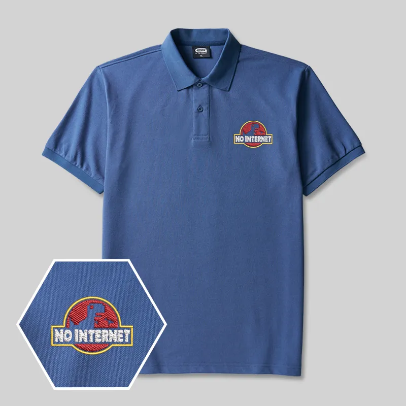Alternative view of No Internet Geek Embroidered Polo Shirts