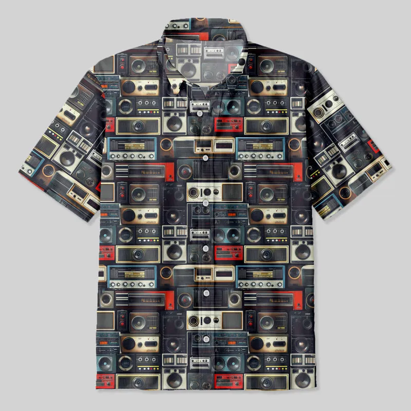 Retro Radio Stereo Button Up Pocket Shirt