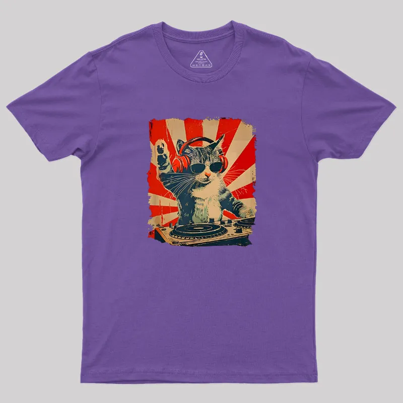 Rock Music Cat Vintage Geek T-Shirt - Image 6
