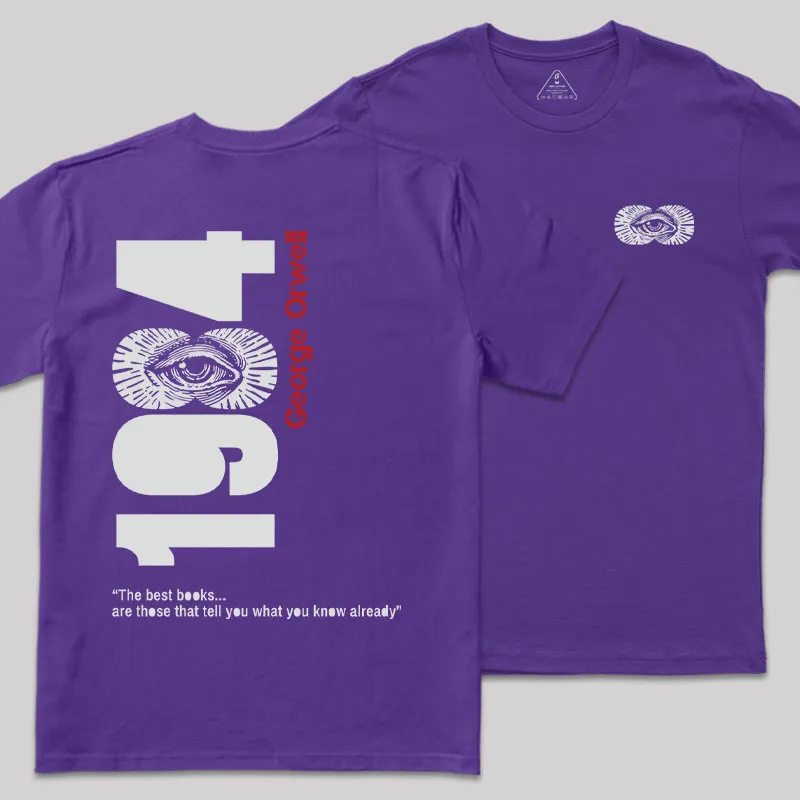 1984 Waching You Front and Back Printed Geek T-Shirt - Image 8