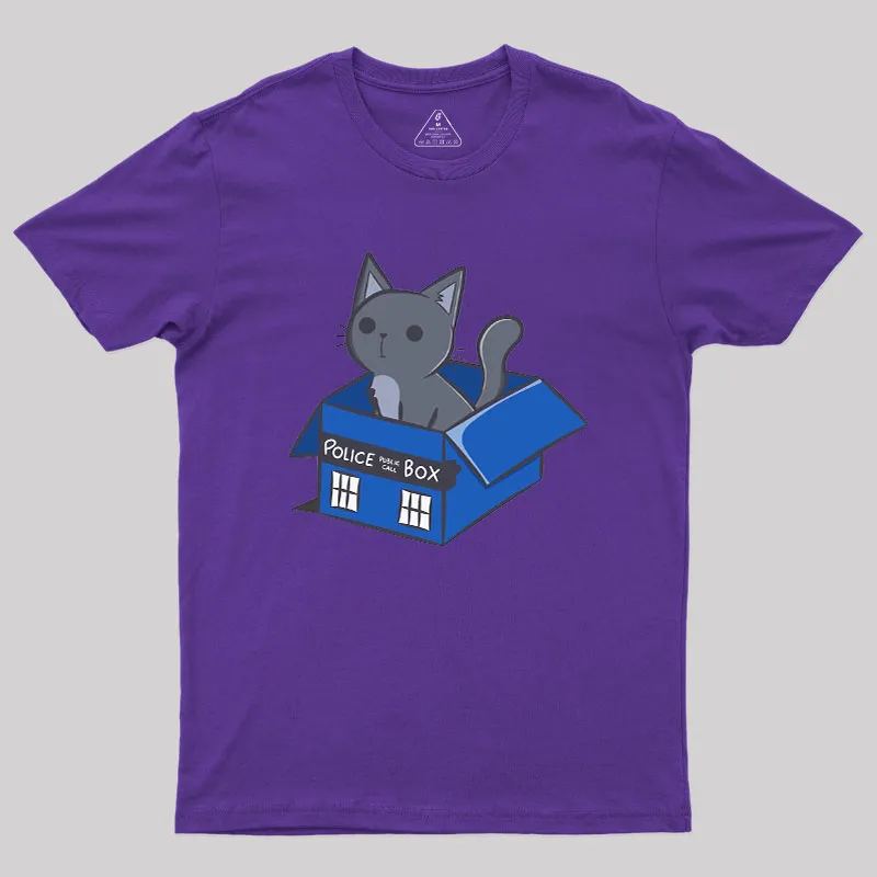 Cat In a Blue Box Geek T-Shirt - Image 6