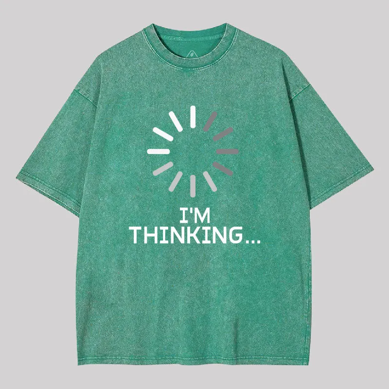 I'm Thinking Loading Wheel Washed T-Shirt - Image 4