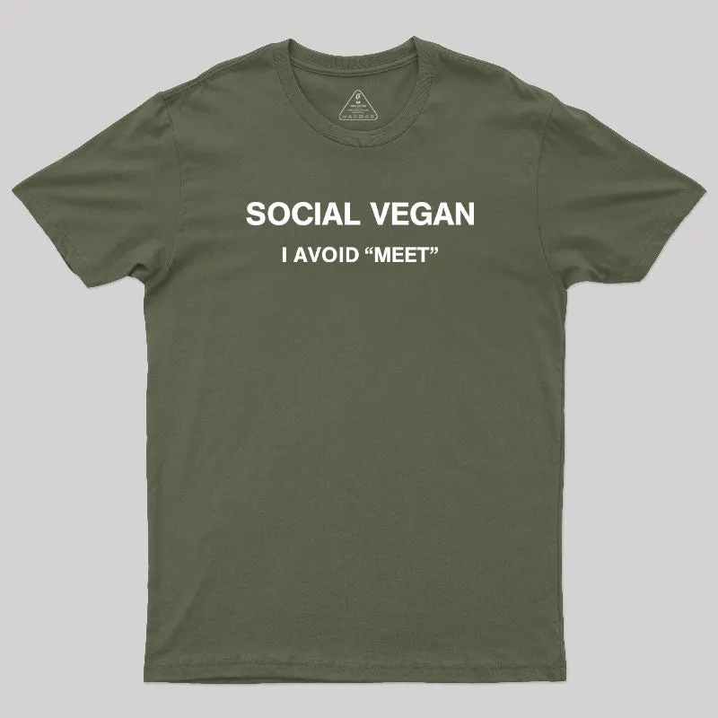 Social Vegan I Avoid Meet T-Shirt - Image 3