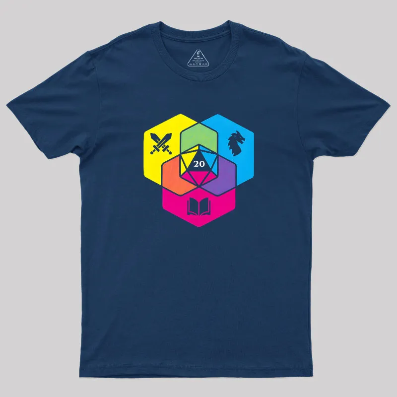 Alternative view of RPG CMYK Dice Venn Diagram Geek T-Shirt