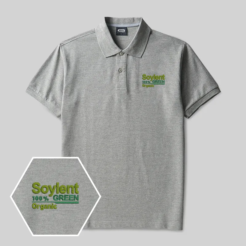 Alternative view of Soylent Green Geek Embroidered Polo Shirts