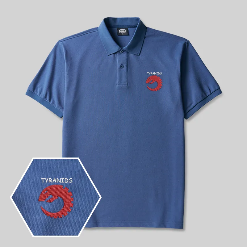 Alternative view of The Tyranids Geek Embroidered Polo Shirts