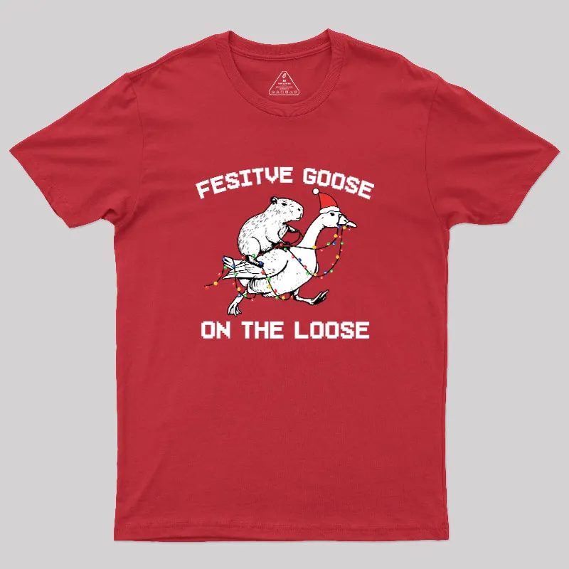 Alternative view of Festive Goose On The Loose Geek T-Shirt
