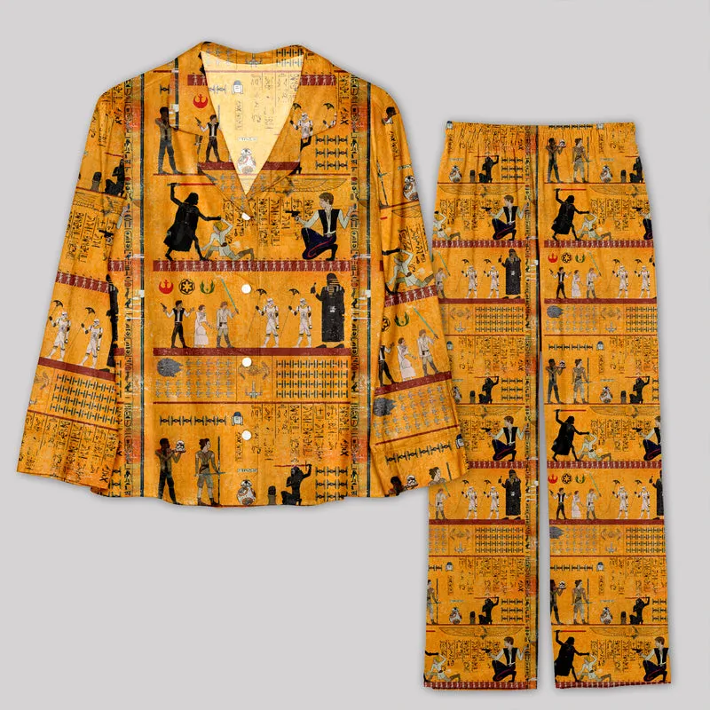 Dark Warrior Ancient Egypt Mural Pajama Sets