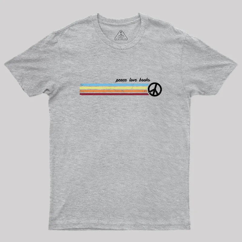 Retro Stripes Peace Love Books T-Shirt - Image 9