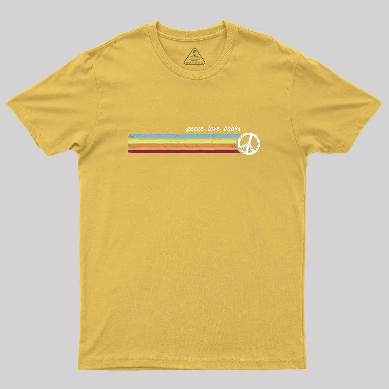 Retro Stripes Peace Love Books T-Shirt - Image 5