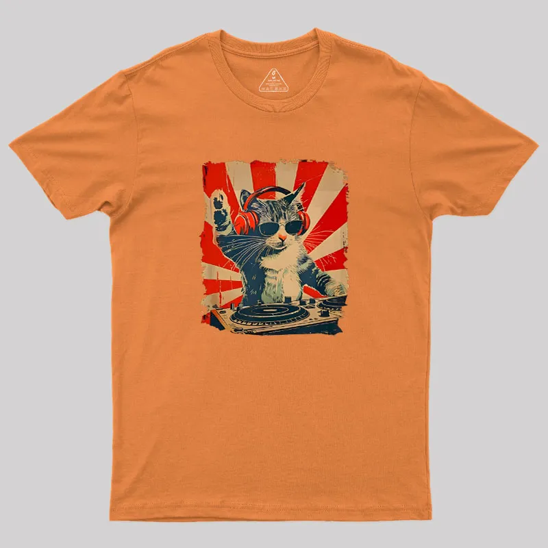 Rock Music Cat Vintage Geek T-Shirt - Image 7