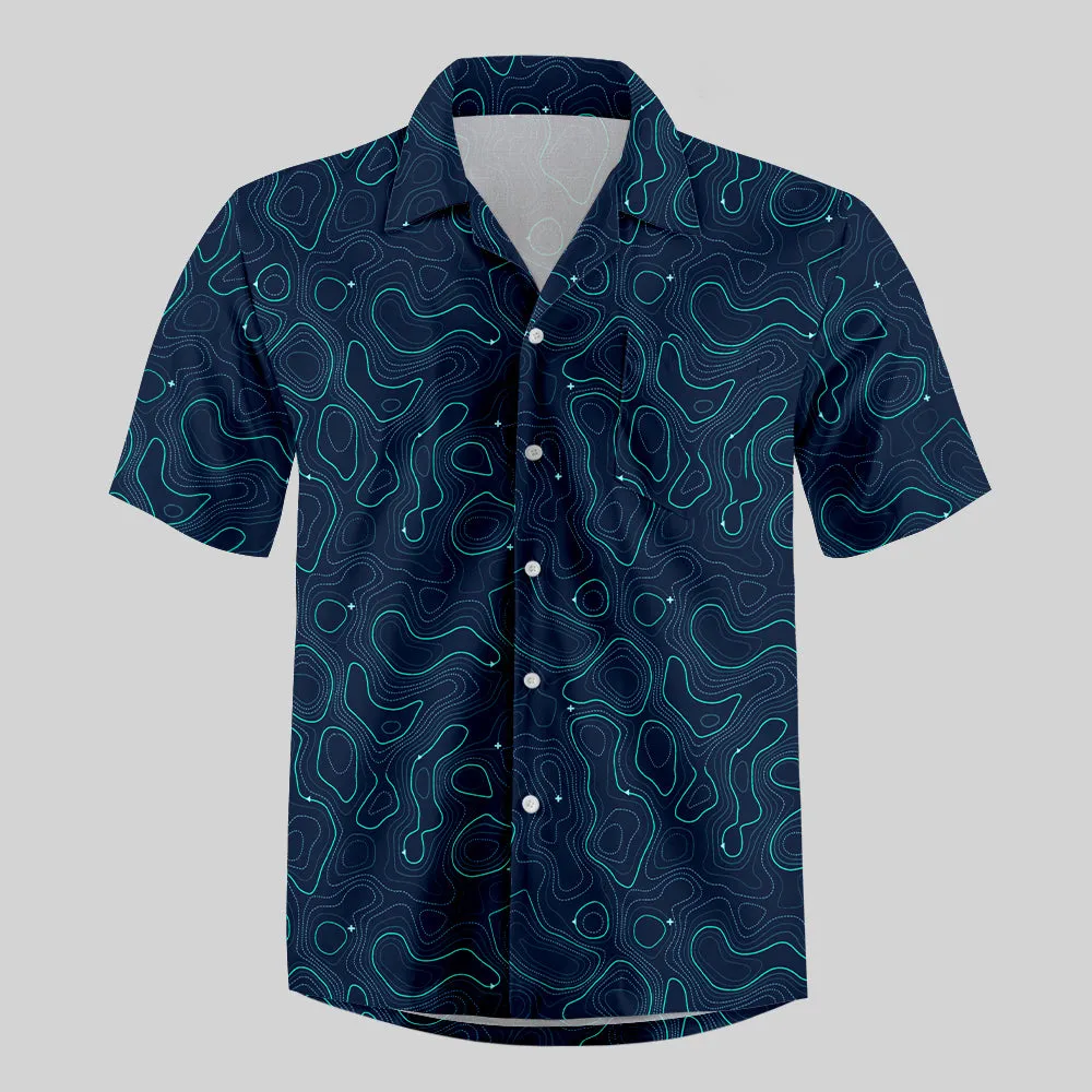 Geographic Contour Navy Blue Button Up Pocket Shirt - Image 2