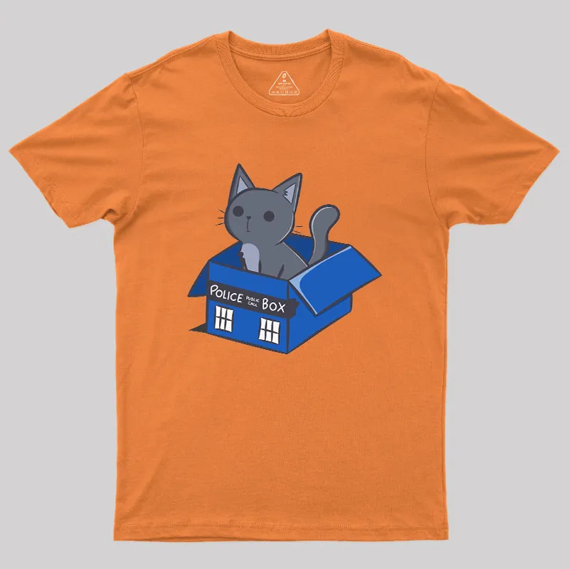 Cat In a Blue Box Geek T-Shirt - Image 7