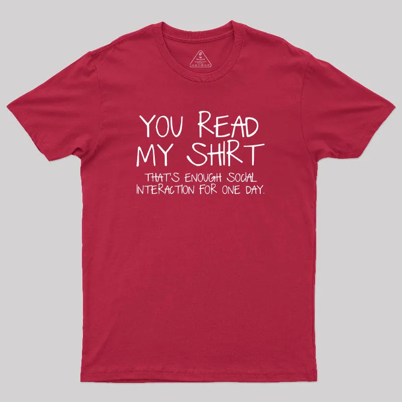 You Read My Shirt Thats Enough Novel Geek T-Shirt - Image 5
