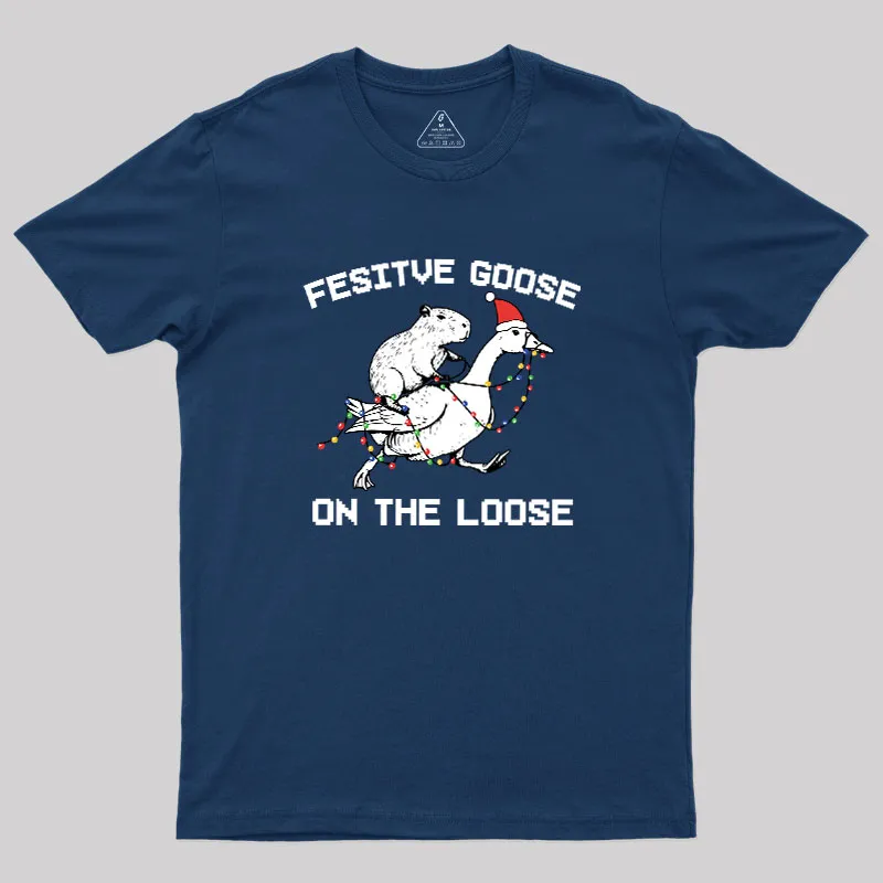 Festive Goose On The Loose Geek T-Shirt - Image 3