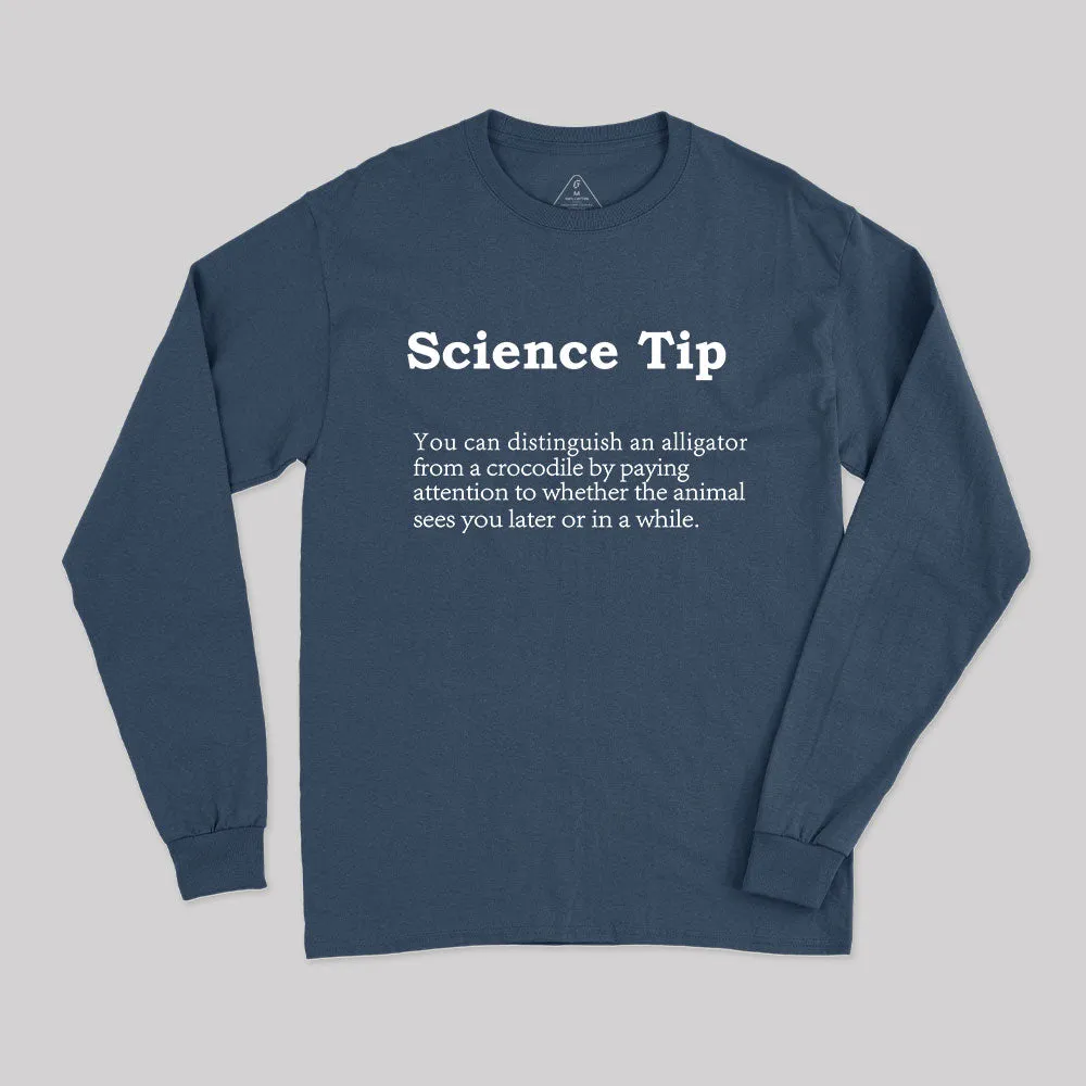 Crocodile Alligator Funny Science tip Nerd Long Sleeve T-Shirt - Image 2