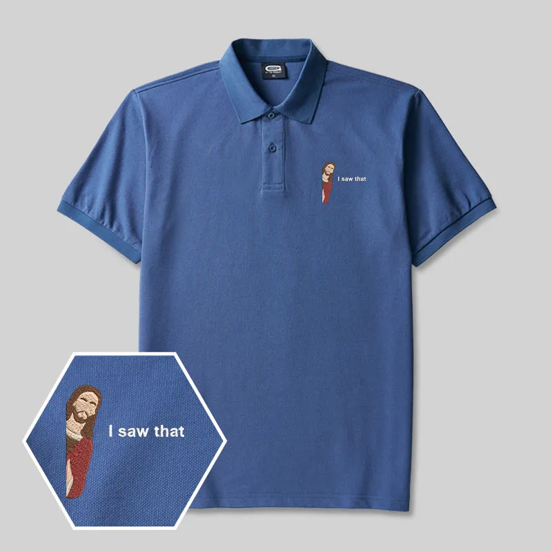 Alternative view of I Saw That Geek Embroidered Polo Shirts