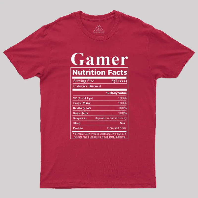 Gamer Nutrition Facts Geek T-Shirt - Image 5