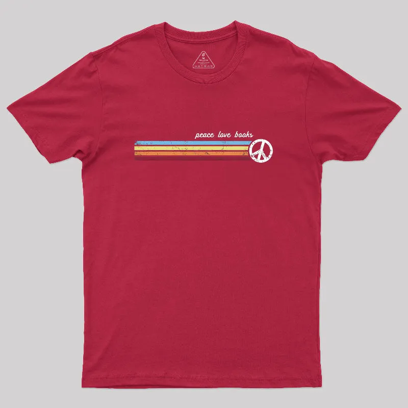 Retro Stripes Peace Love Books T-Shirt - Image 7