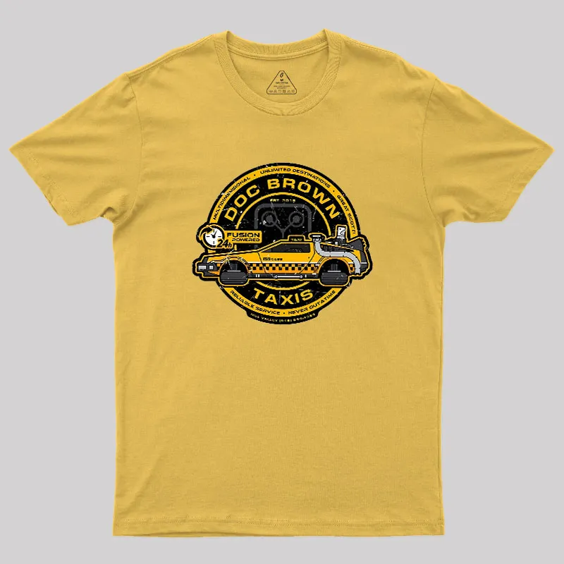 Doc Brown Taxis Geek T-Shirt - Image 8