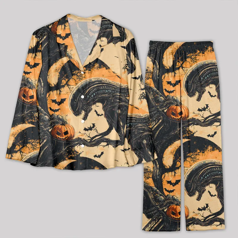 Halloween Evil Pumpkin Alien Pajama Sets - Image 2