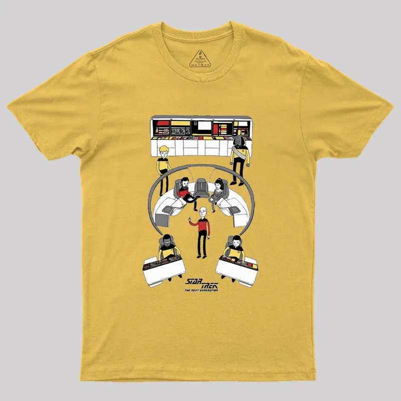 The Next Generation Cartoon Bridge Crew Geek T-Shirt - Image 7