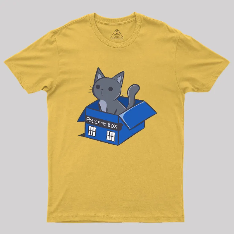 Cat In a Blue Box Geek T-Shirt - Image 8