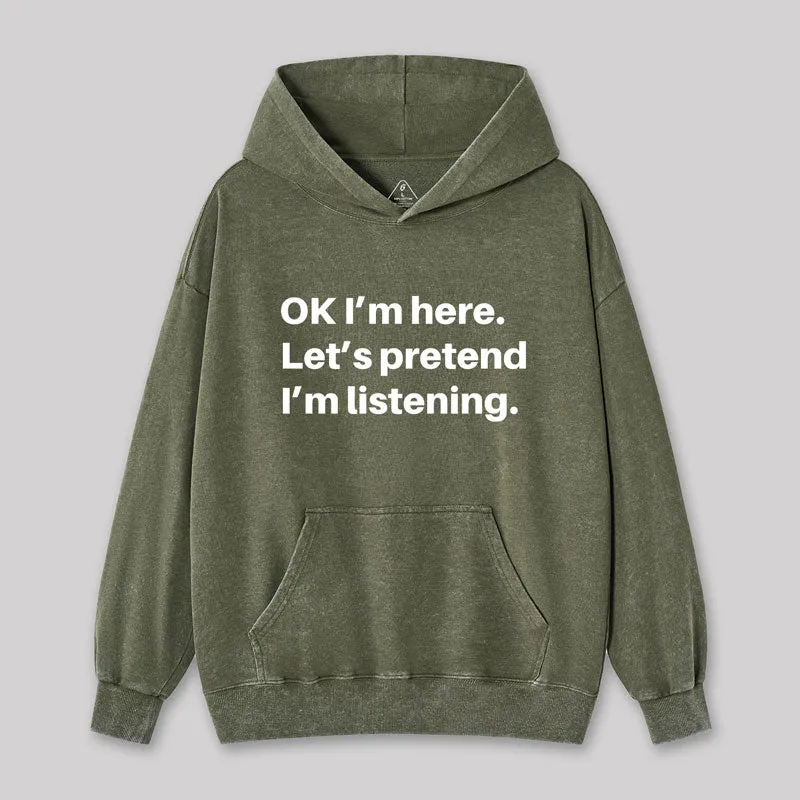 Pretend I Am Listening Geek Washed Hoodie - Image 4