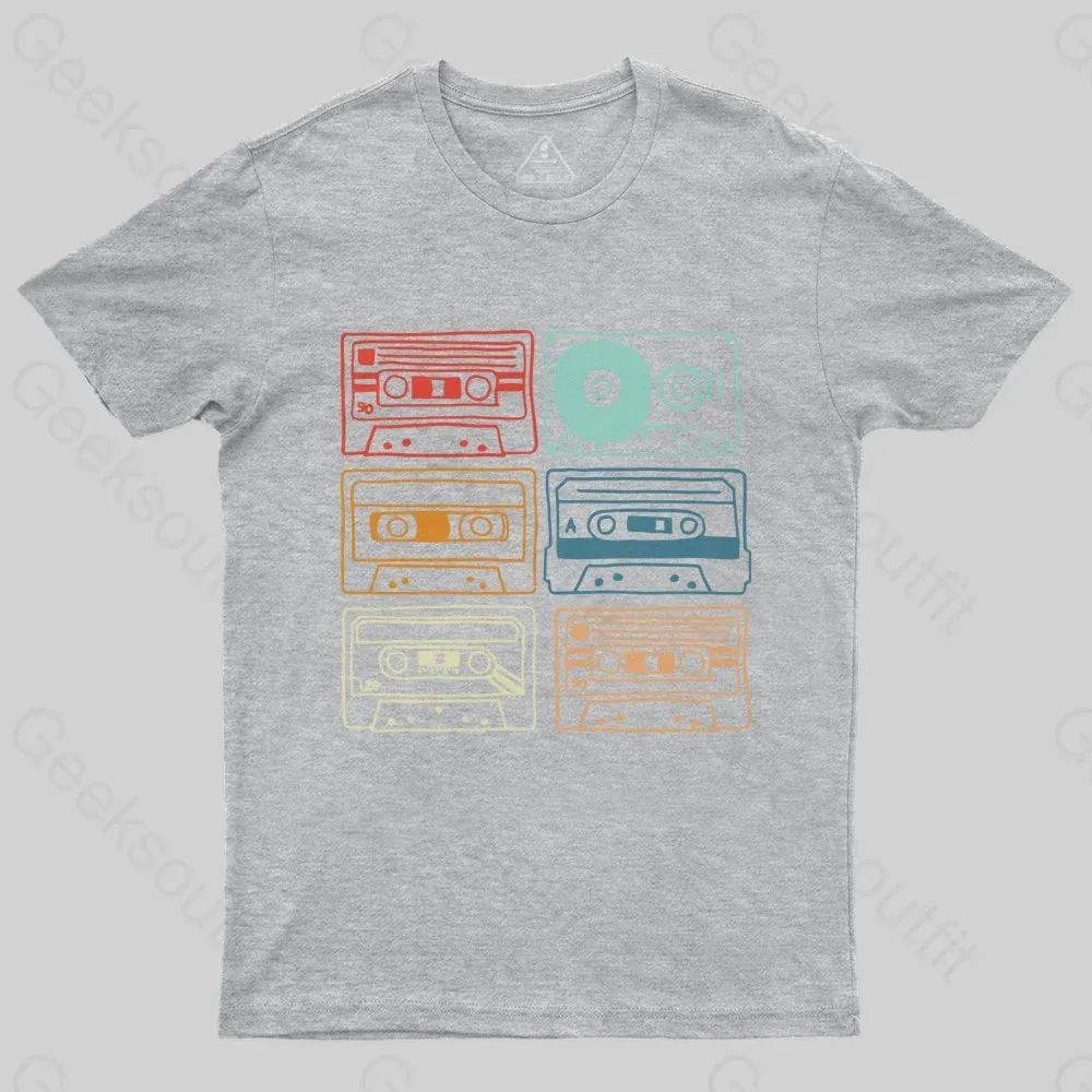 80s 90s Retro Party Costume Cassette Tapes T-Shirt - Image 5