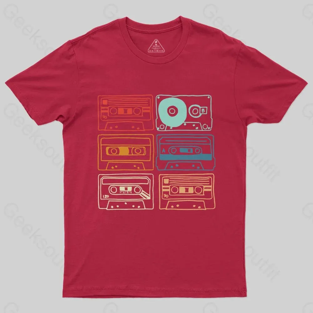 80s 90s Retro Party Costume Cassette Tapes T-Shirt - Image 6
