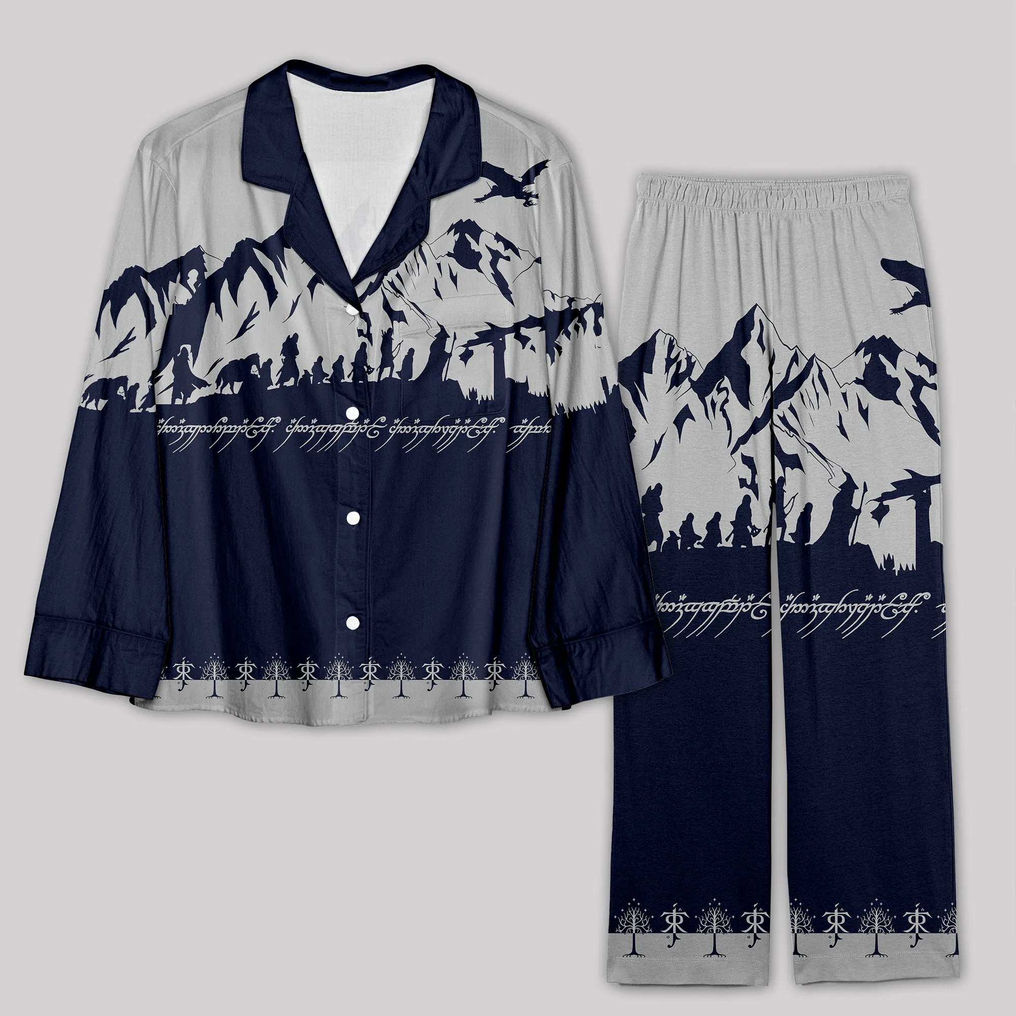 Mountains Navy Pajama Sets