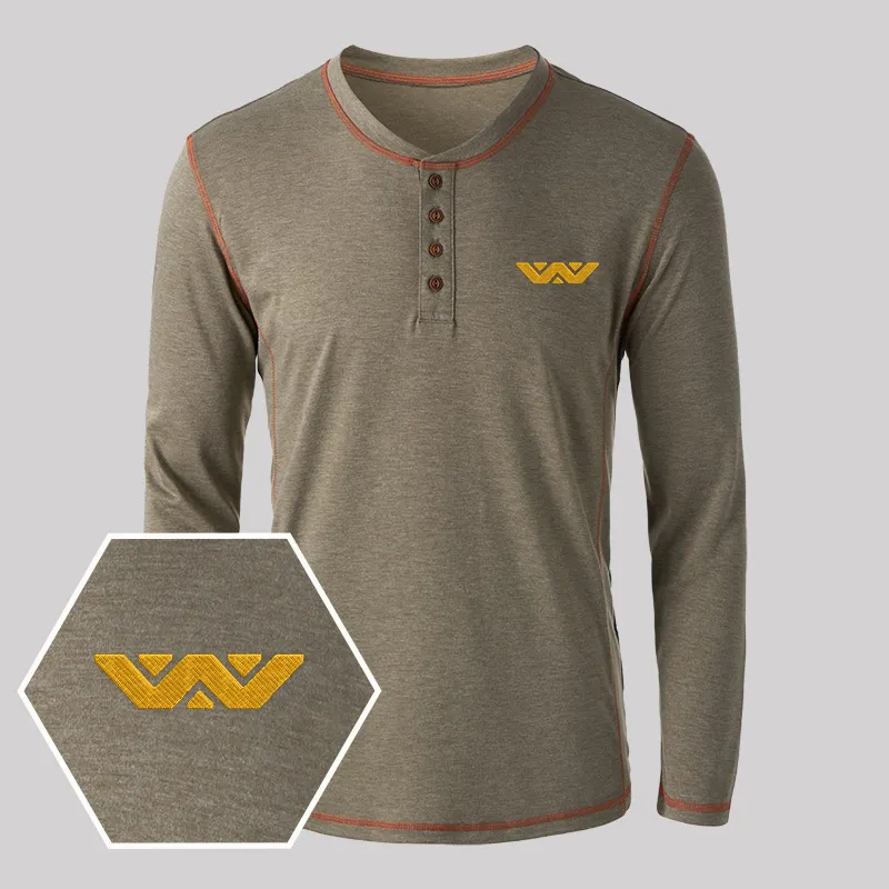 Weyland Corp Embroidered Long Sleeve Henley Shirts - Image 6