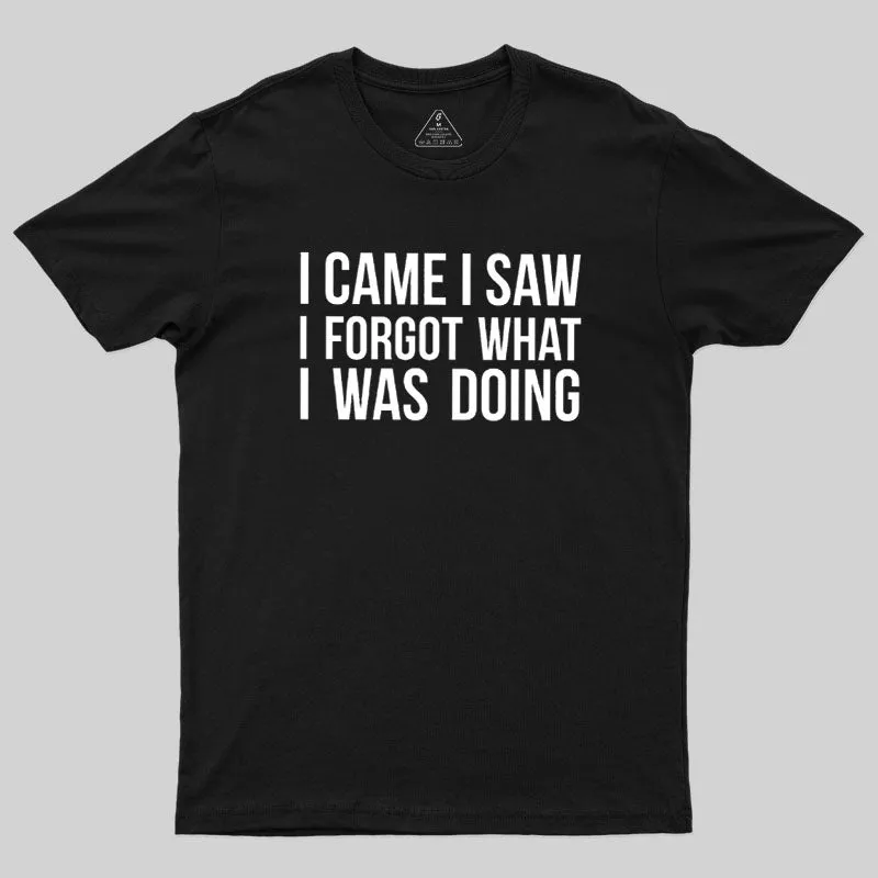 I Came I Saw I Forgot What I Was Doing Humor Joke Quote Geek T-Shirt